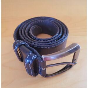 Marco Vidale Men's Genuine Black Leather Belt Adjustable Metal Buckle, Size 40